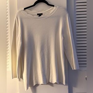 Halogen Cream Scalloped Neck and Hem Sweater